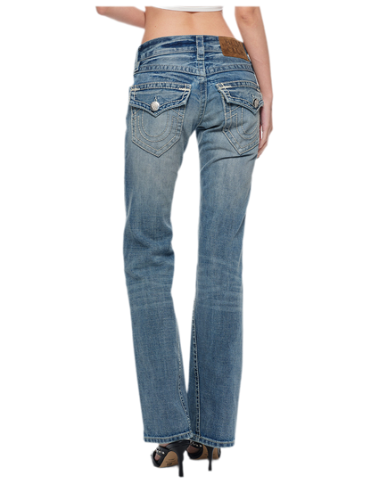 Washed Low-Rise Flared Jeans