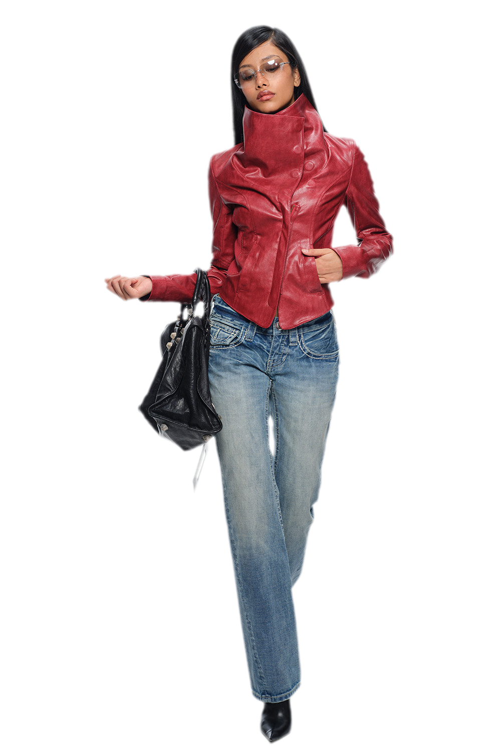 Washed Low-Rise Flared Jeans