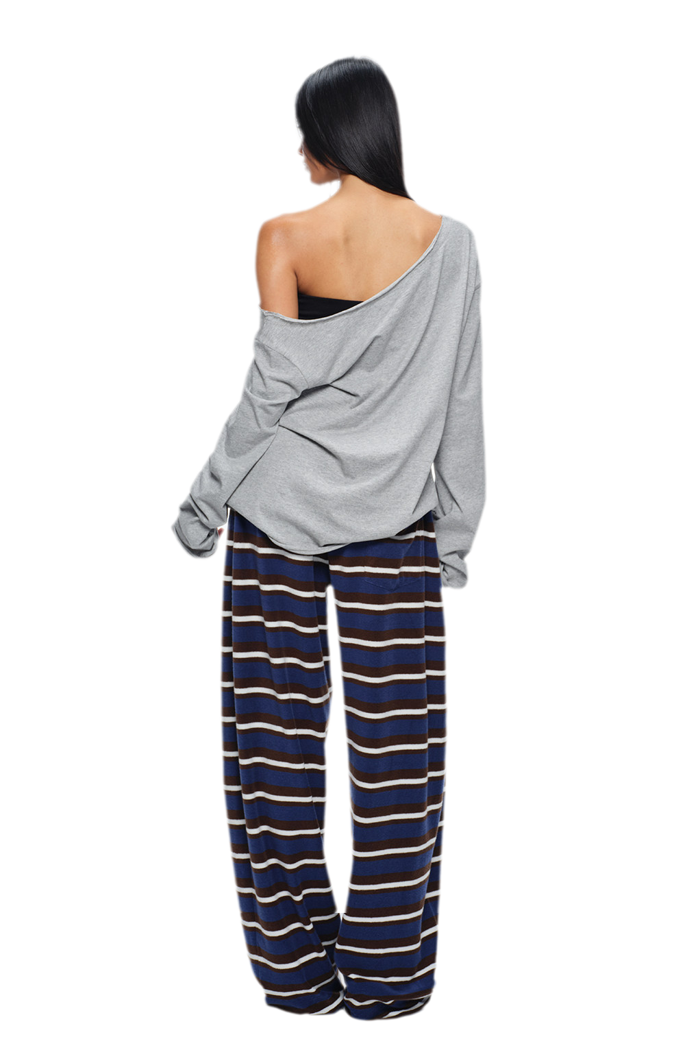 Embroidered Stripe Wide-Leg Pants