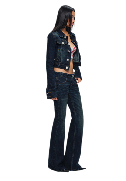 Embroidered Low-Rise Flared Jeans