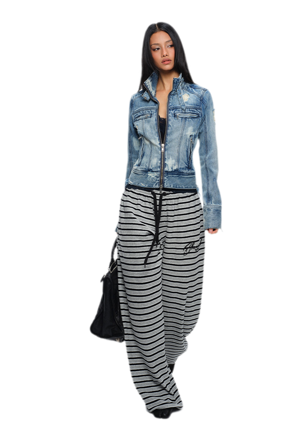 Distressed Cropped Denim Jacket