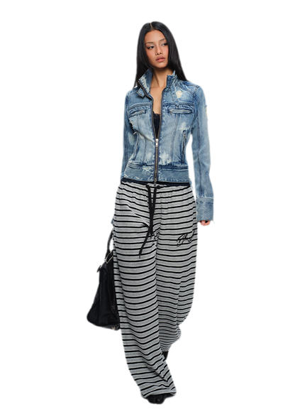 Distressed Cropped Denim Jacket