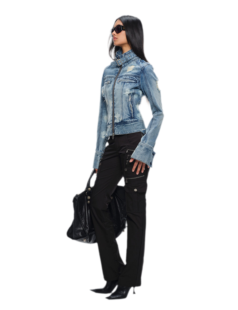 Distressed Cropped Denim Jacket