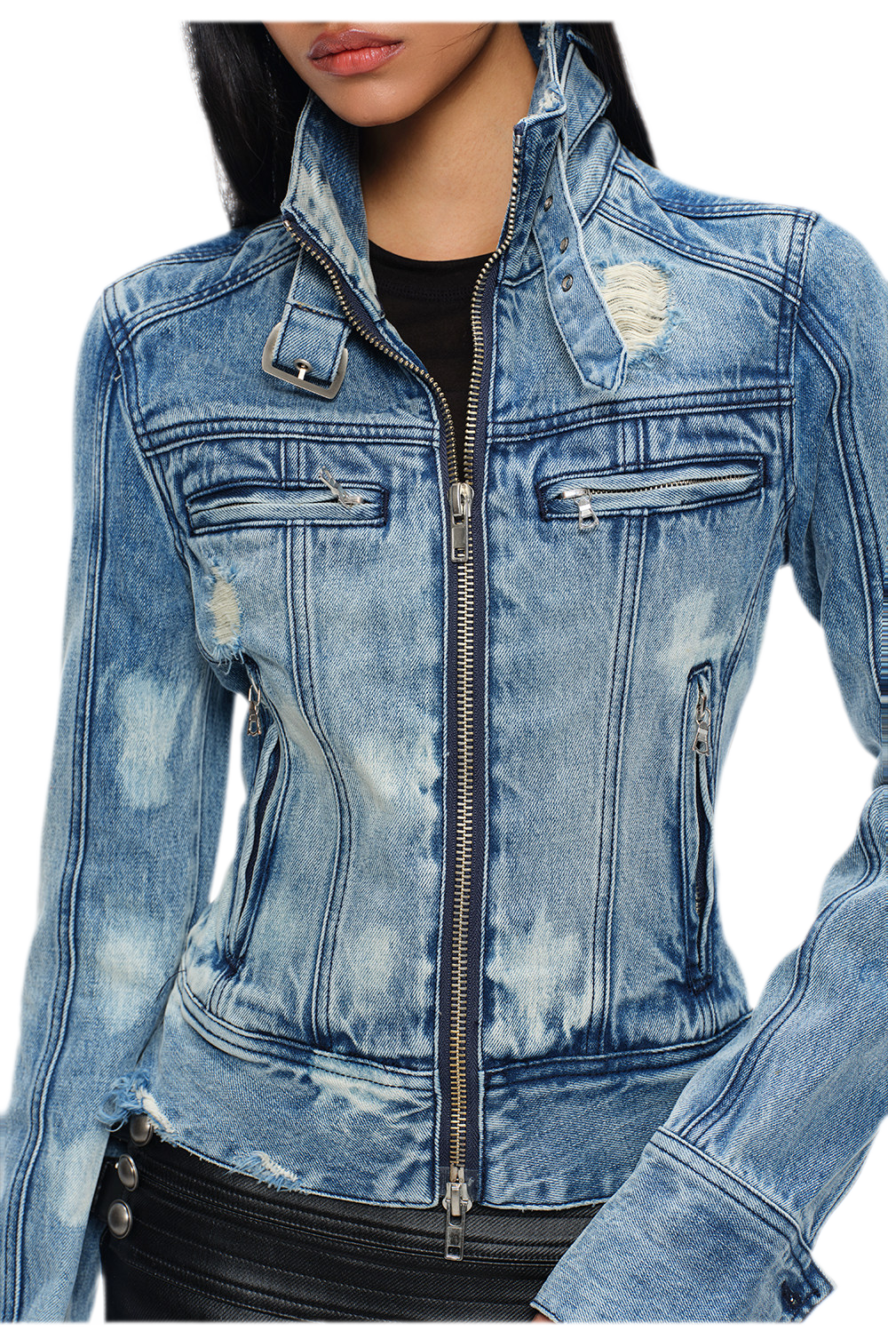 Distressed Cropped Denim Jacket
