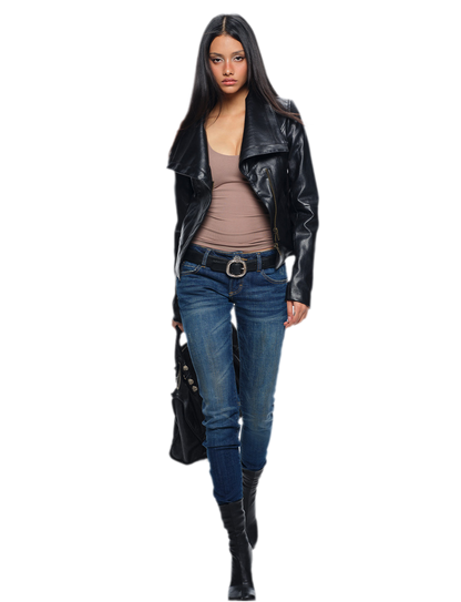 Magnetic Buckle Cropped Jacket