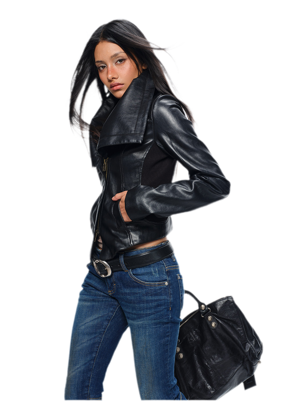 Magnetic Buckle Cropped Jacket