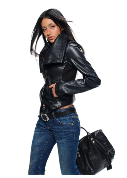 Magnetic Buckle Cropped Jacket