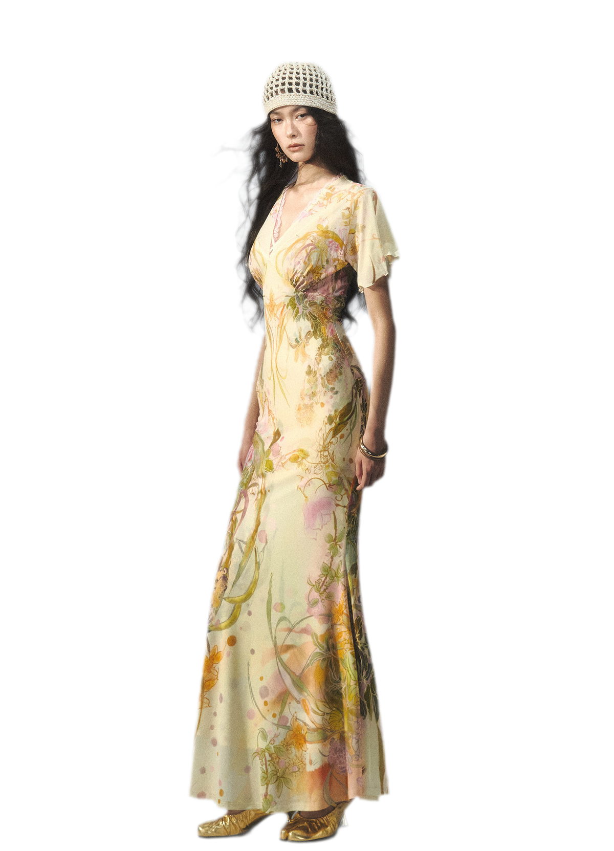Aquarell-Blumen-Fischschwanzkleid