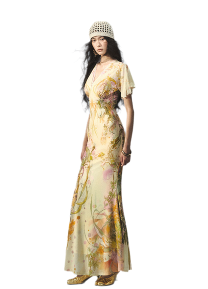Aquarell-Blumen-Fischschwanzkleid