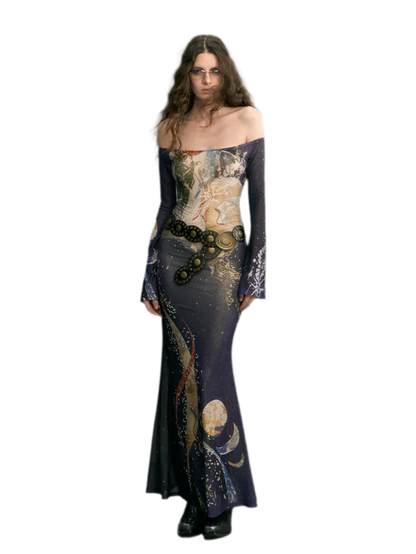 Perlenkrähen-Strickkleid im Meerjungfrauenstil
