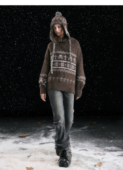 Fair Isle Ear-Flap Knit Hat