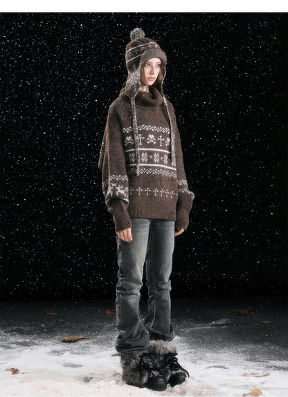 Fair Isle Ear-Flap Knit Hat