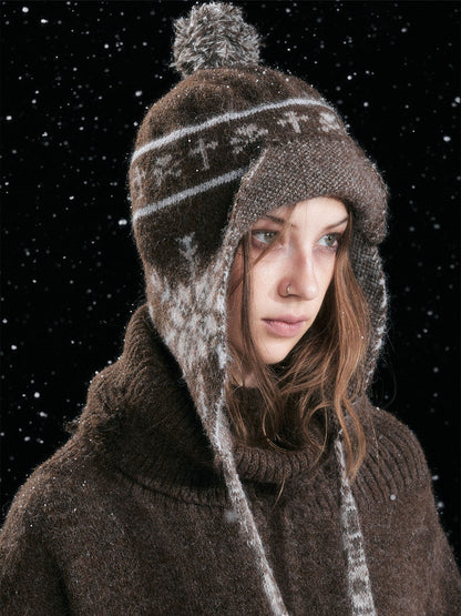 Fair Isle Ear-Flap Knit Hat