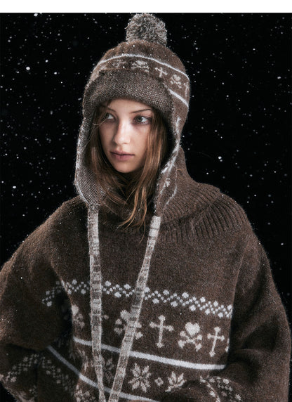 Fair Isle Ear-Flap Knit Hat