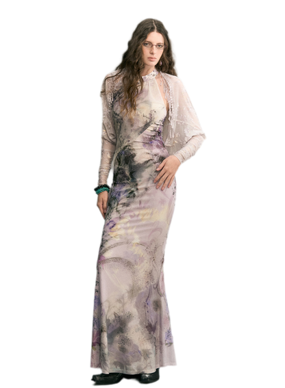 Samt-Jacquard-Meerjungfrauenkleid