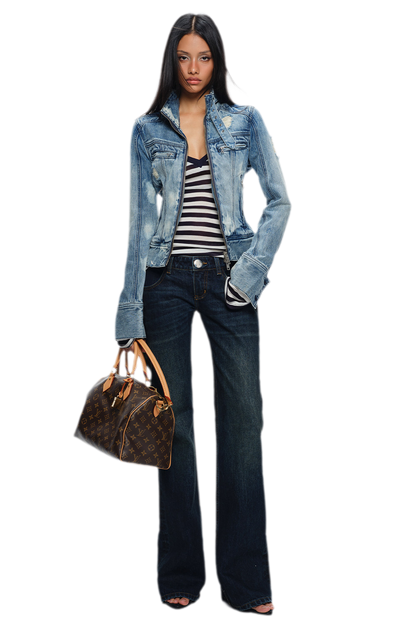Wool V-Neck Striped T-Shirt