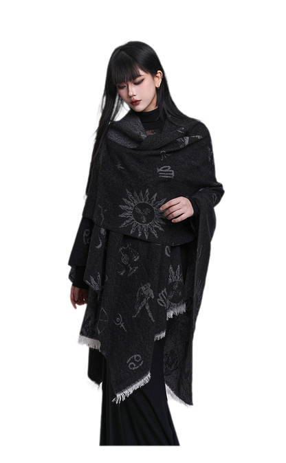 Celestial Fringed Oversized Shawl