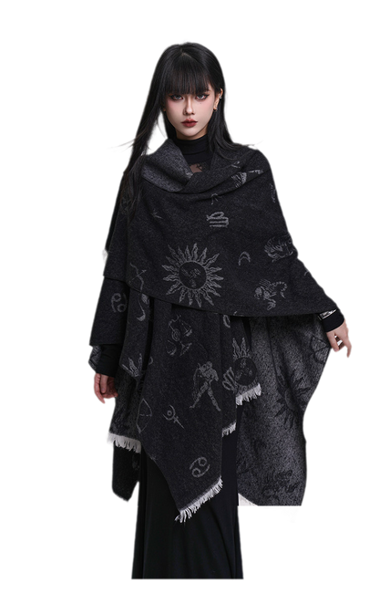 Celestial Fringed Oversized Shawl