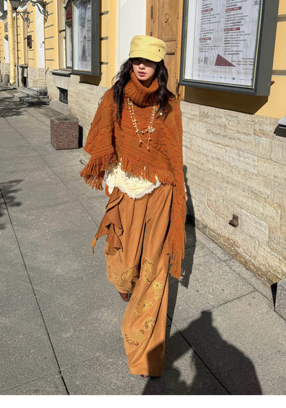 Sequin Paisley Wide-Leg Pants