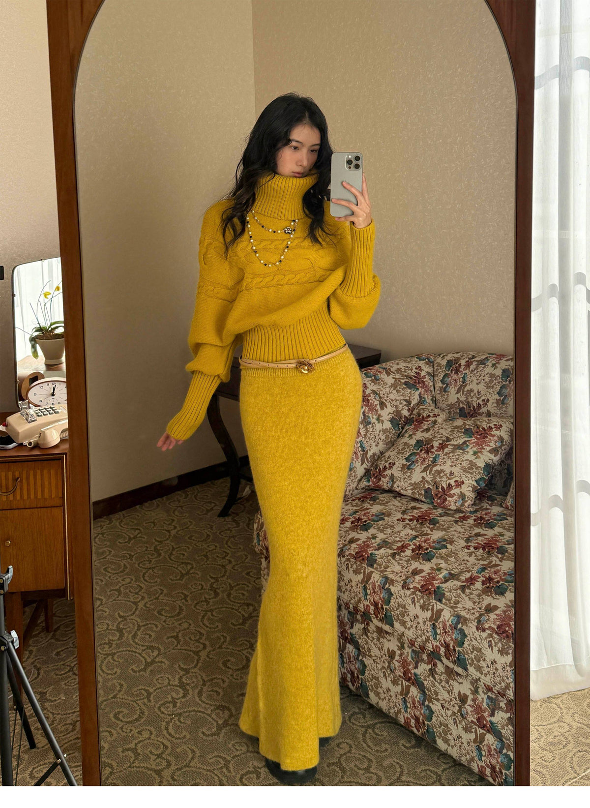 Multicolored Fishtail Knit Skirt