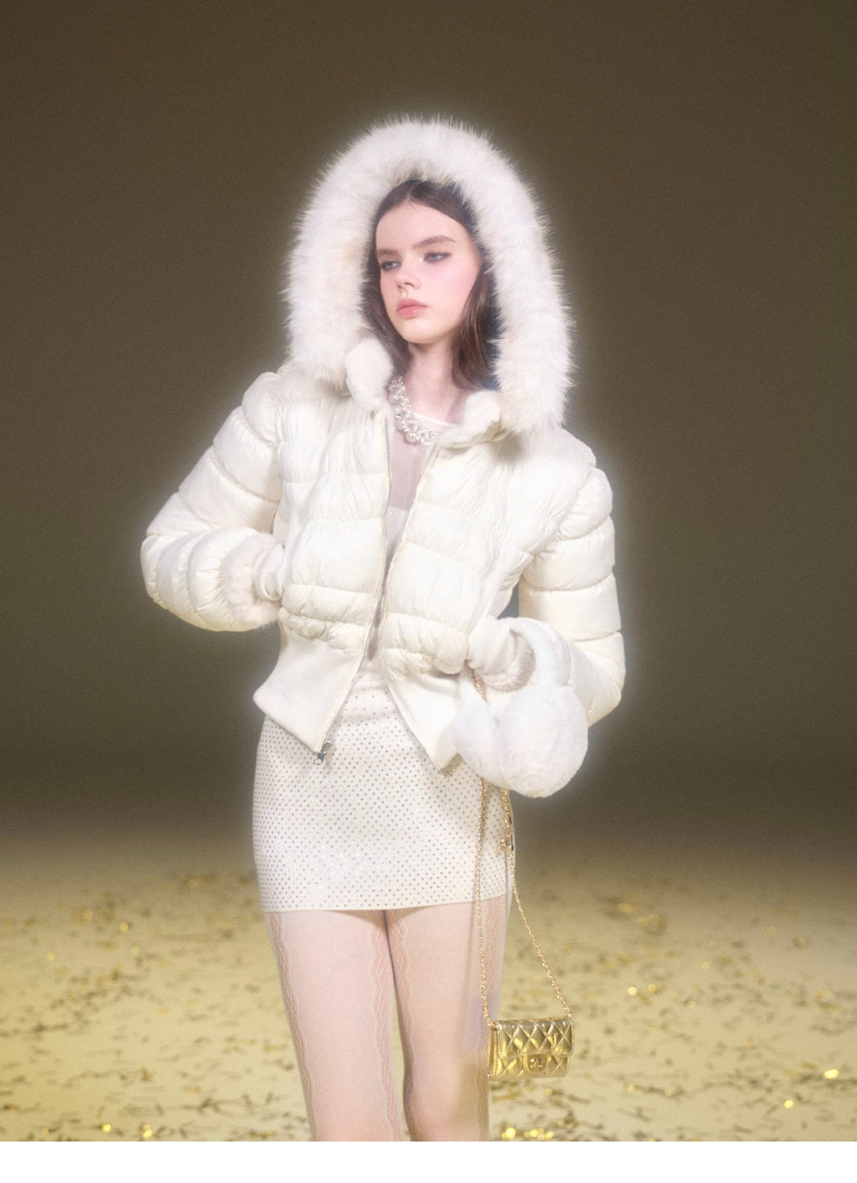 Reversible Faux-Fur Cropped Puffer