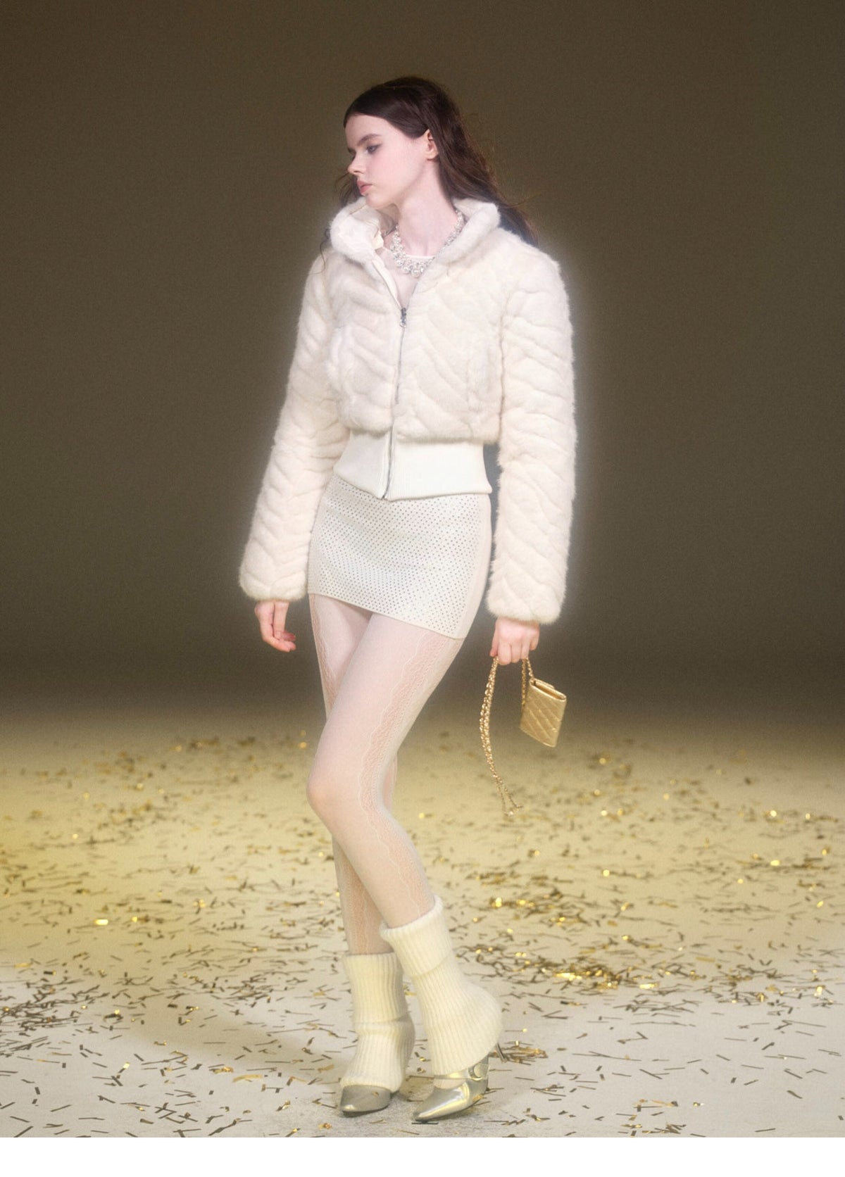 Reversible Faux-Fur Cropped Puffer