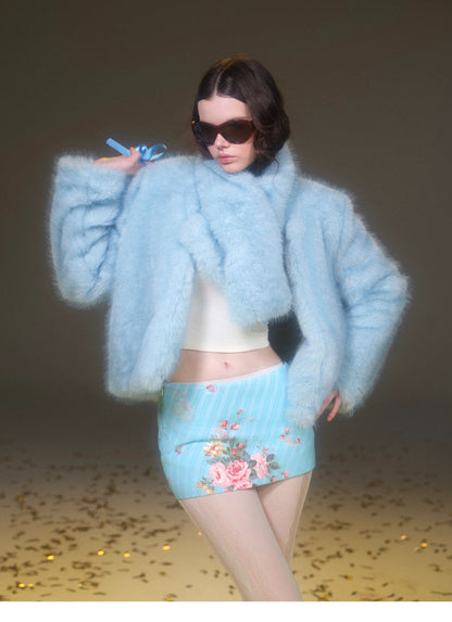 Gradient Faux Fur Winter Jacket