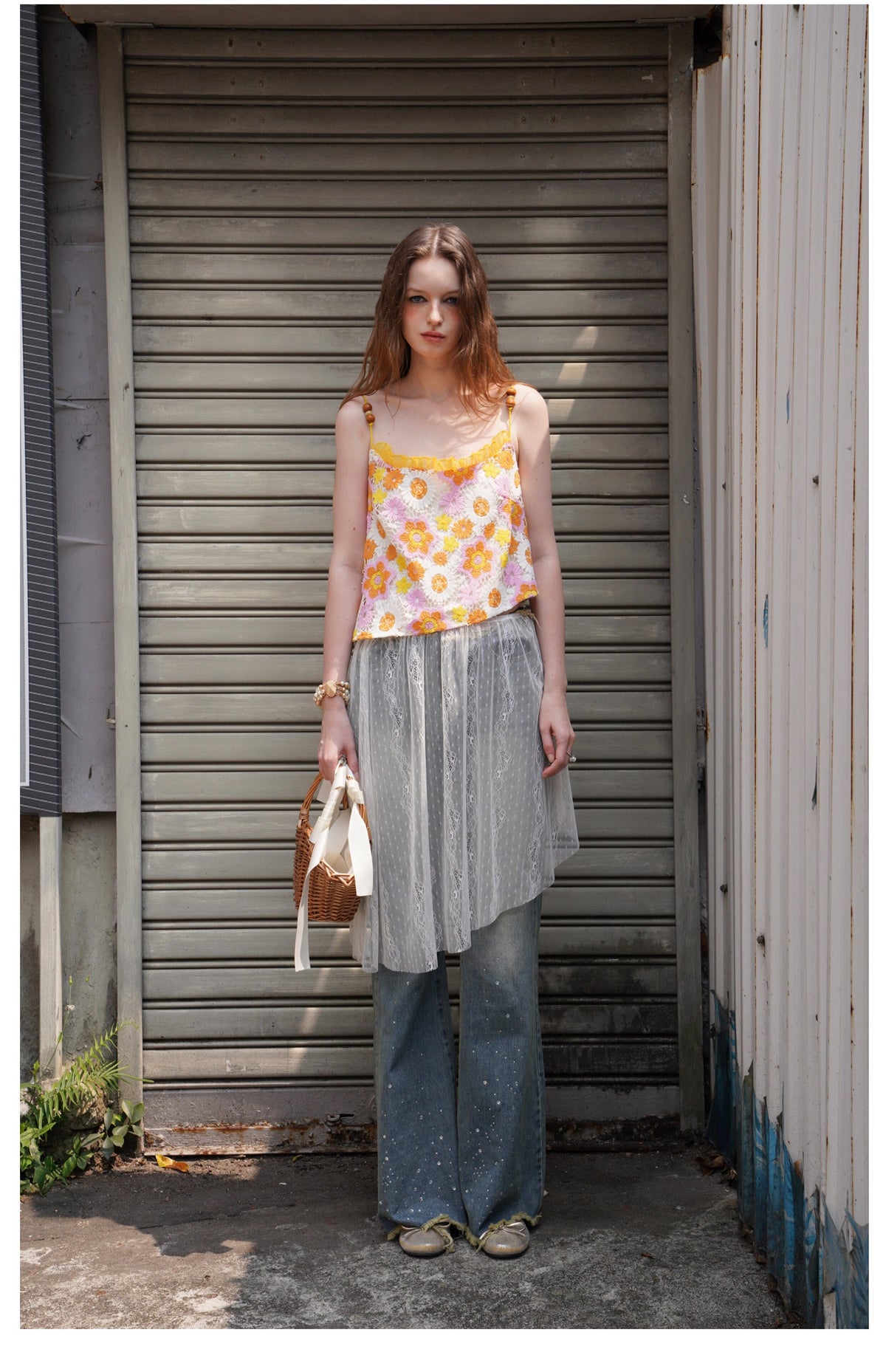 Lace Daisy Embroidery Slip Dress