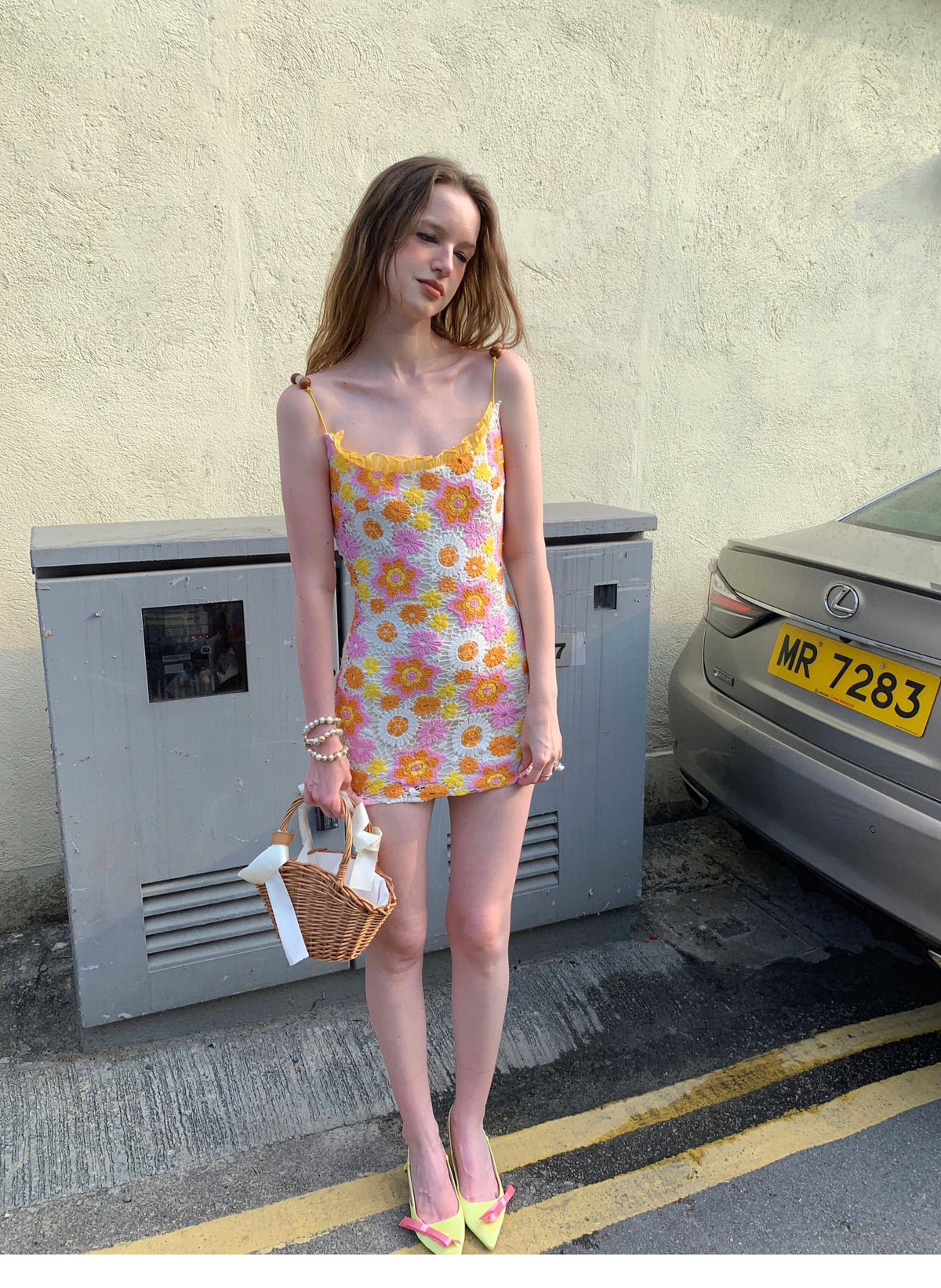 Lace Daisy Embroidery Slip Dress