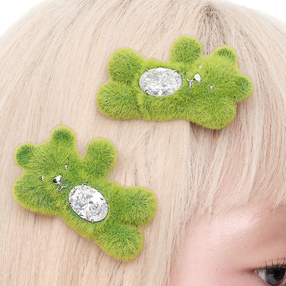 Plush Gemstone Bear Hair Clip