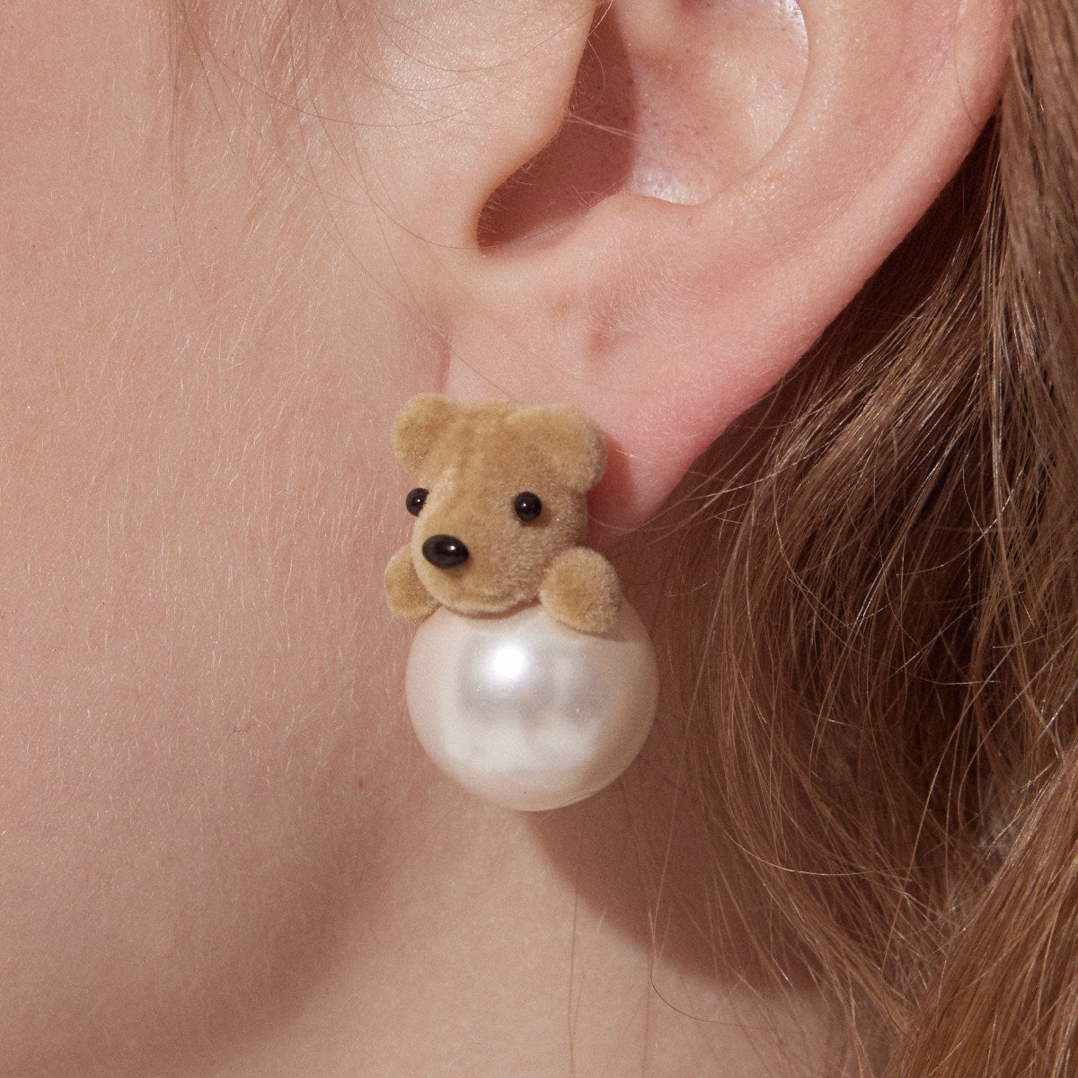 Pearl Teddy Bear Earrings
