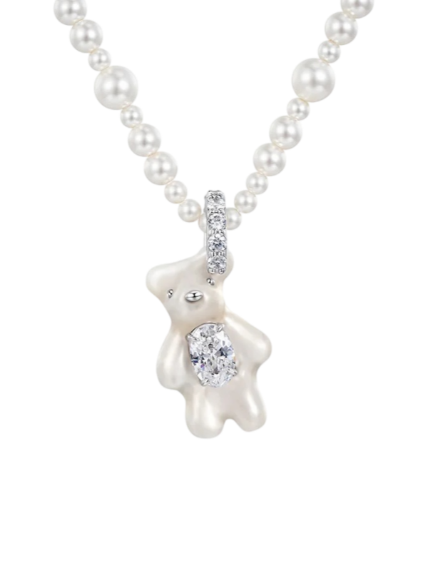 Graduated Pearl Bear Necklace