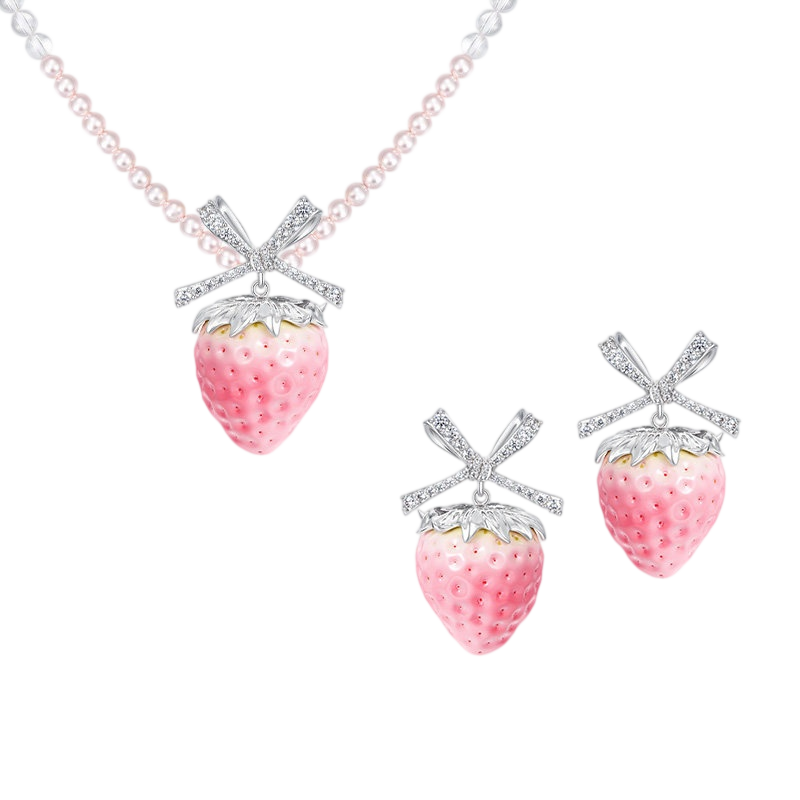Crystal Pearl Strawberry Necklace