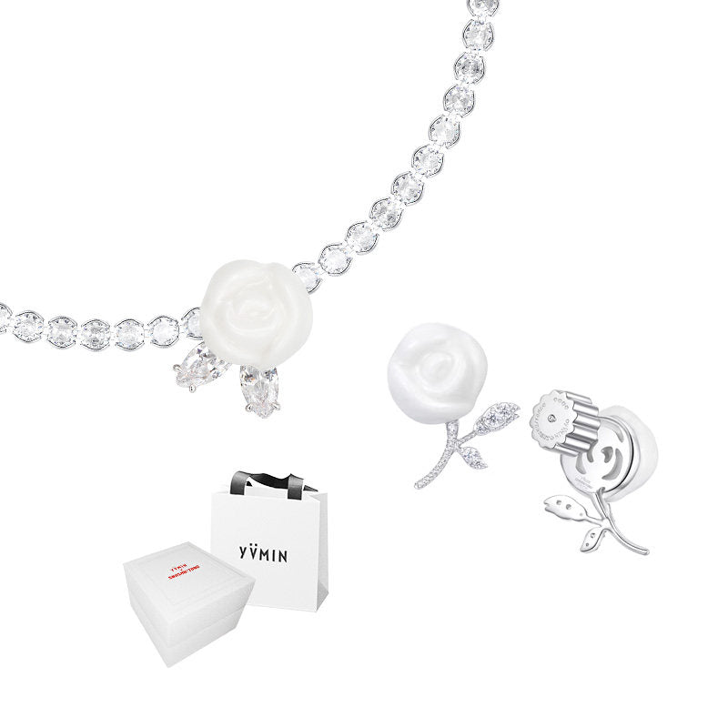 Ceramic Rose Jewelry Set