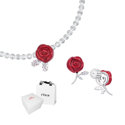 Ceramic Rose Jewelry Set