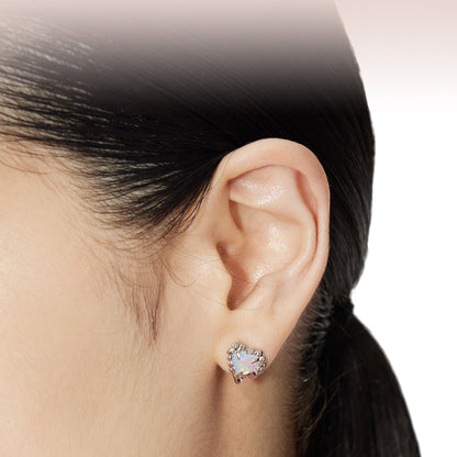 Heart Opal Silver Earrings