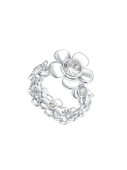Platinum-Plated Floral Statement Ring