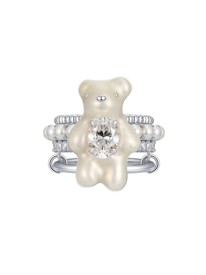 Layered Bear Pearl Statement Ring