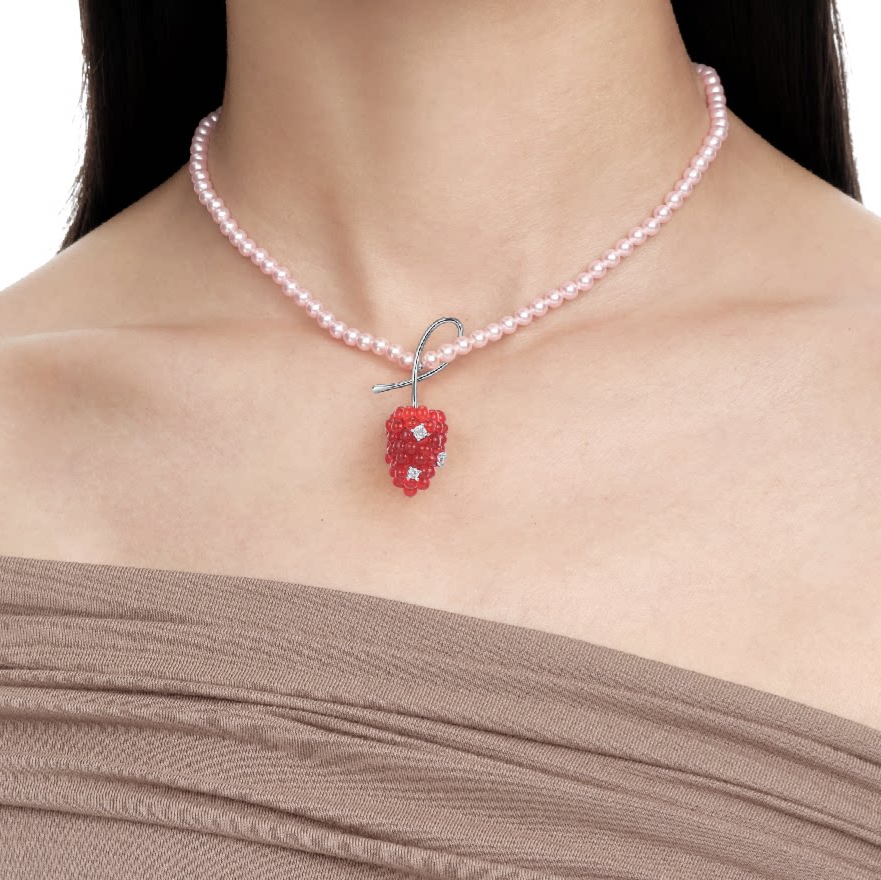 Beaded Heart Pendant Necklace
