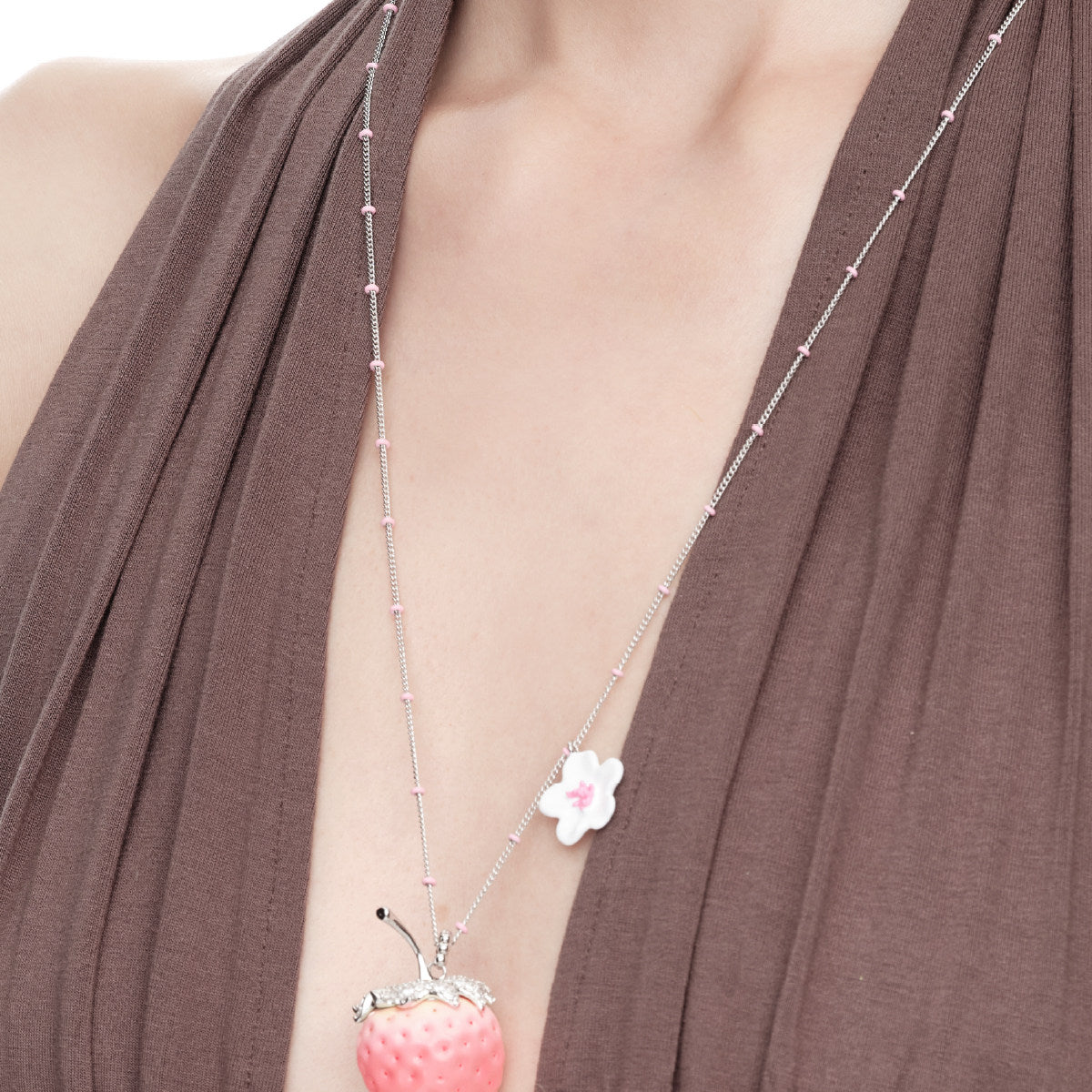 Strawberry Flower Pendant Necklace