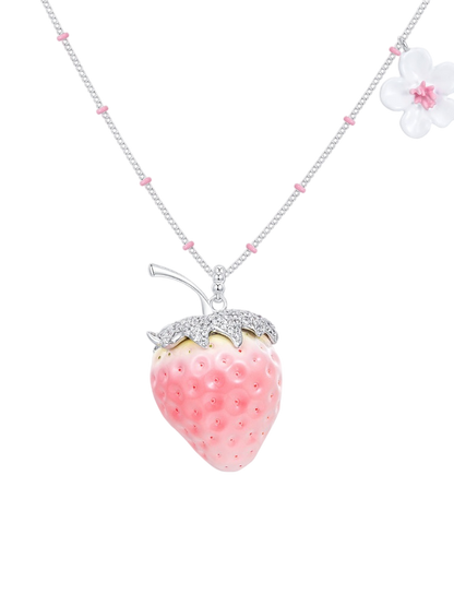 Strawberry Flower Pendant Necklace