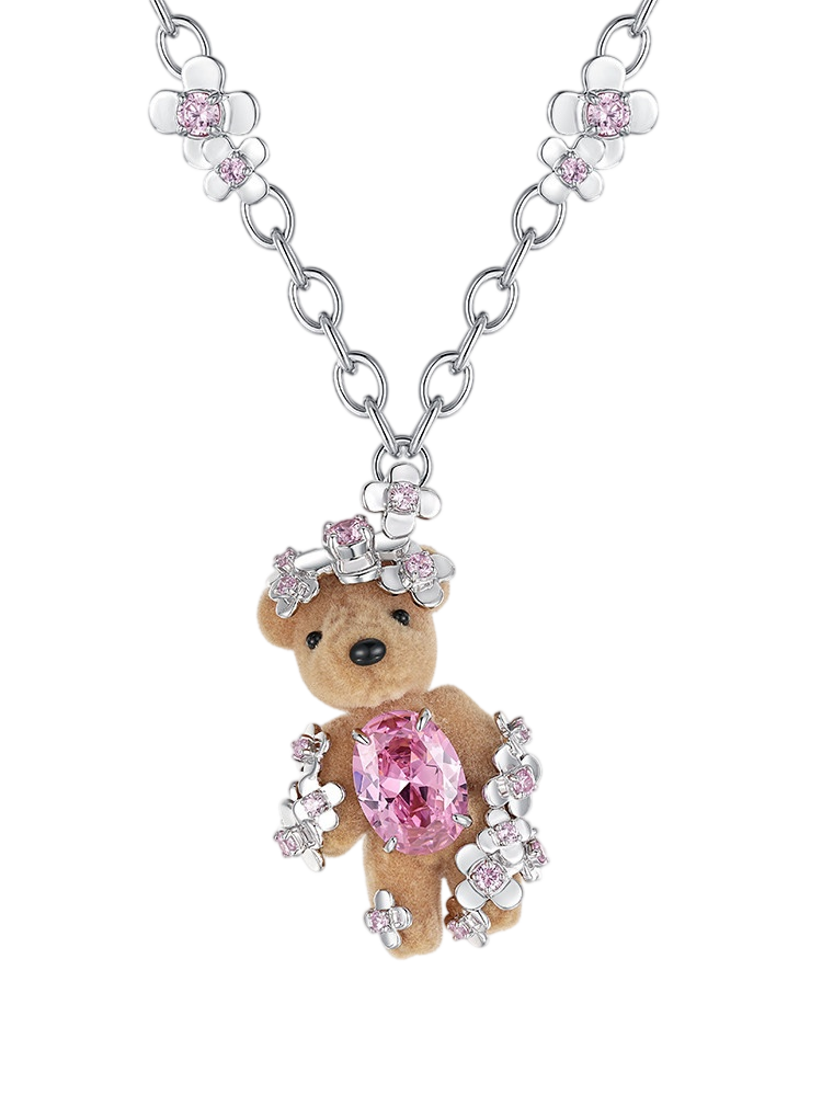Resin Teddy Bear Pendant Necklace
