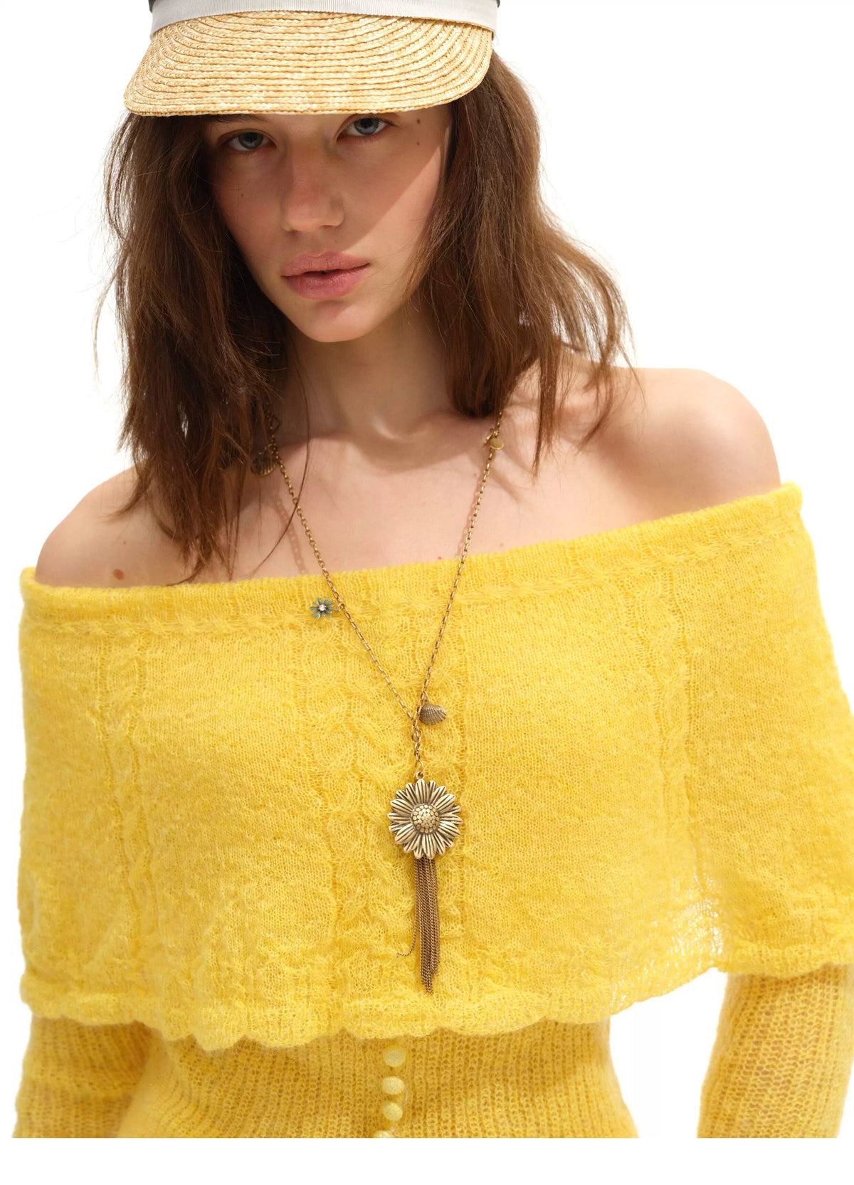 Vintage Sunflower Tassel Necklace