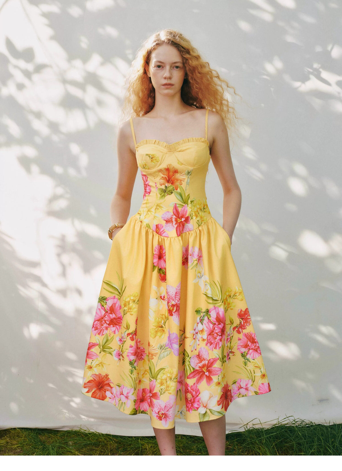 Hand-Painted Floral Midi Dress