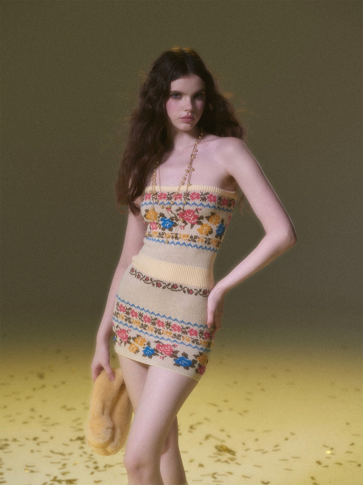 Robe pull rose Fair Isle