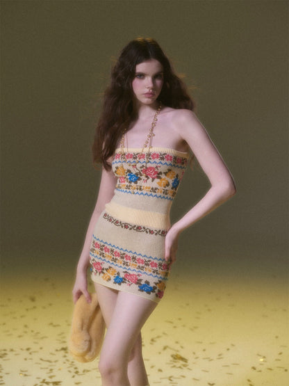 Robe pull rose Fair Isle