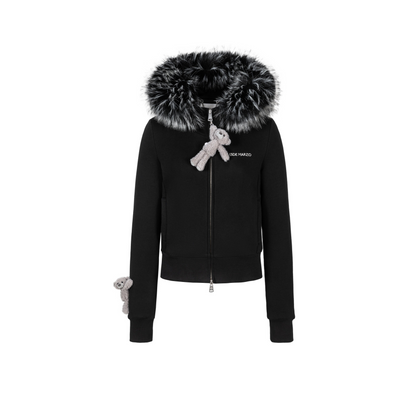 Plush Bear-Trim Fitted Hoodie