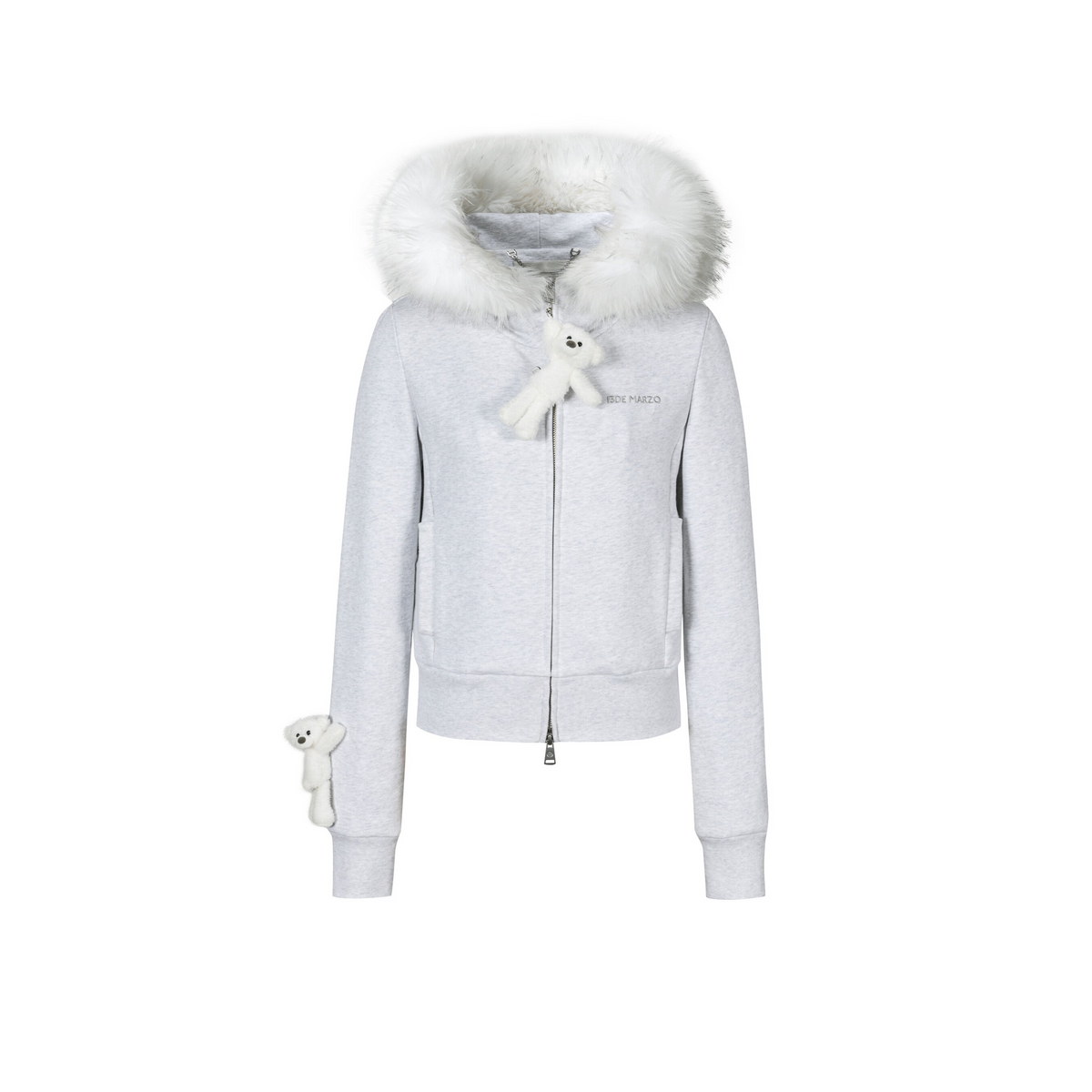 Plush Bear-Trim Fitted Hoodie