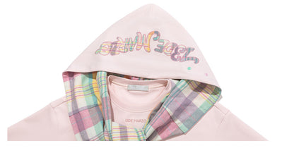 Deconstructed Plaid Hooded T-Shirt