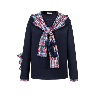 Deconstructed Plaid Hooded T-Shirt